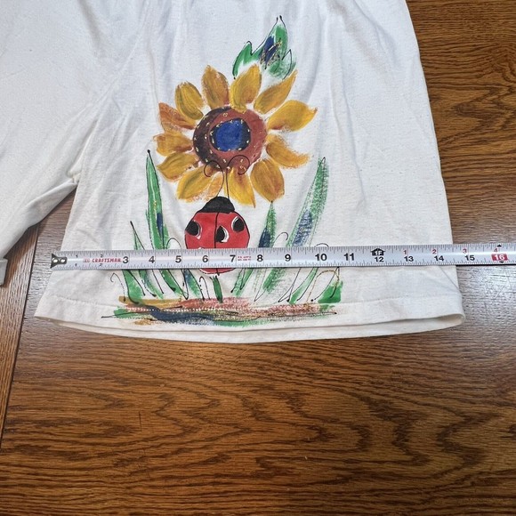 VTG Hand painted Sunflower Lady Bug Single Stitch Shirt and Shorts Set One Size - Picture 13 of 13